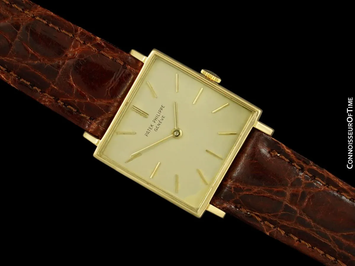 1970 Patek Philippe Vintage Mens Handwound Square Dress Watch, Ref. 3430 - 18K Gold