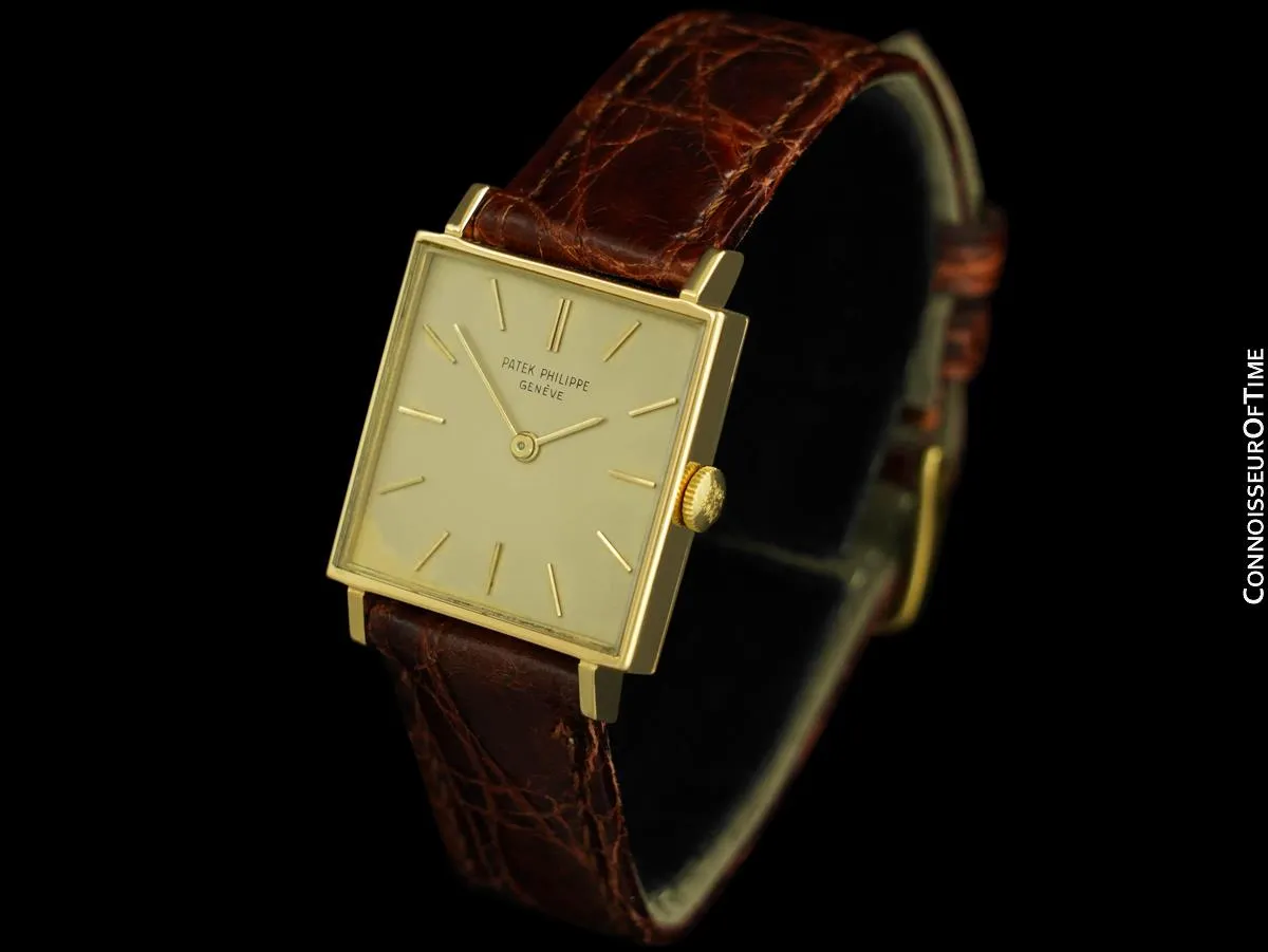 1970 Patek Philippe Vintage Mens Handwound Square Dress Watch, Ref. 3430 - 18K Gold