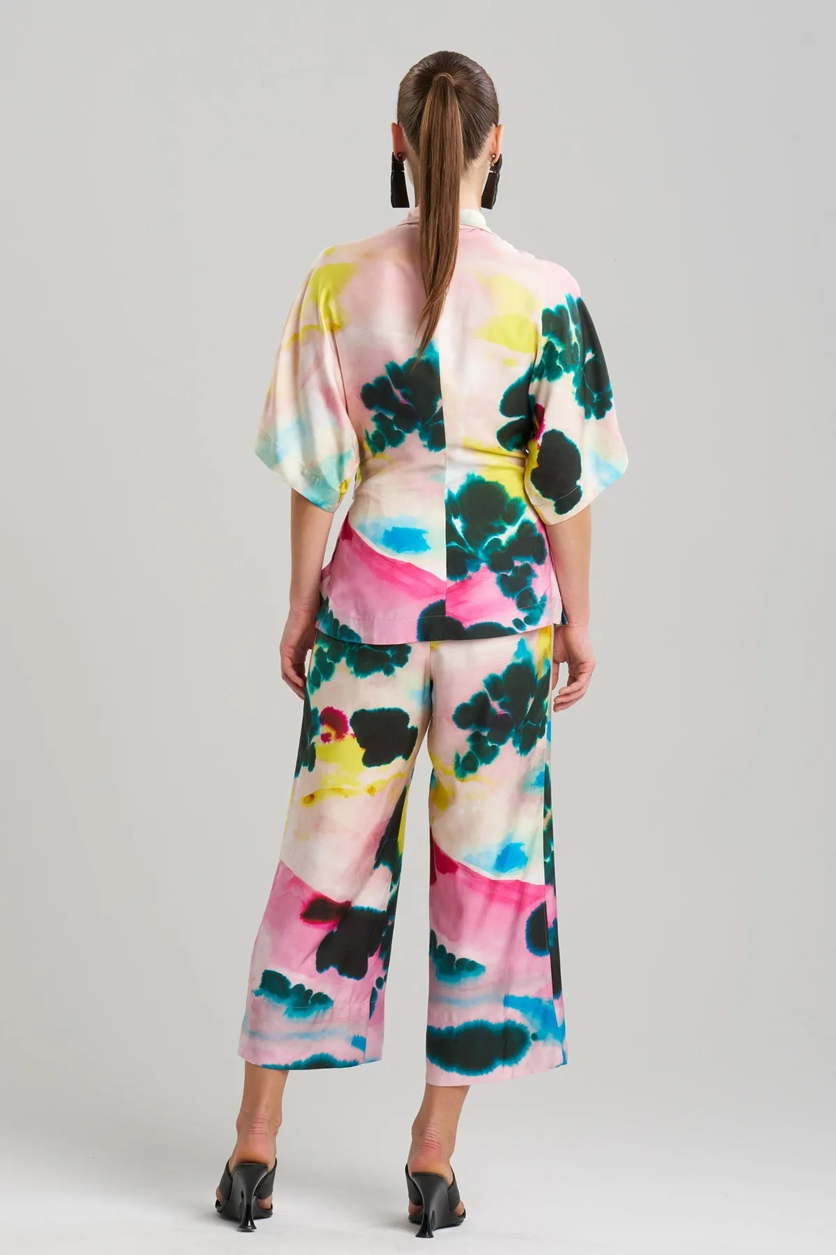Akiko Printed Cotton Silk Twill Wrap Top