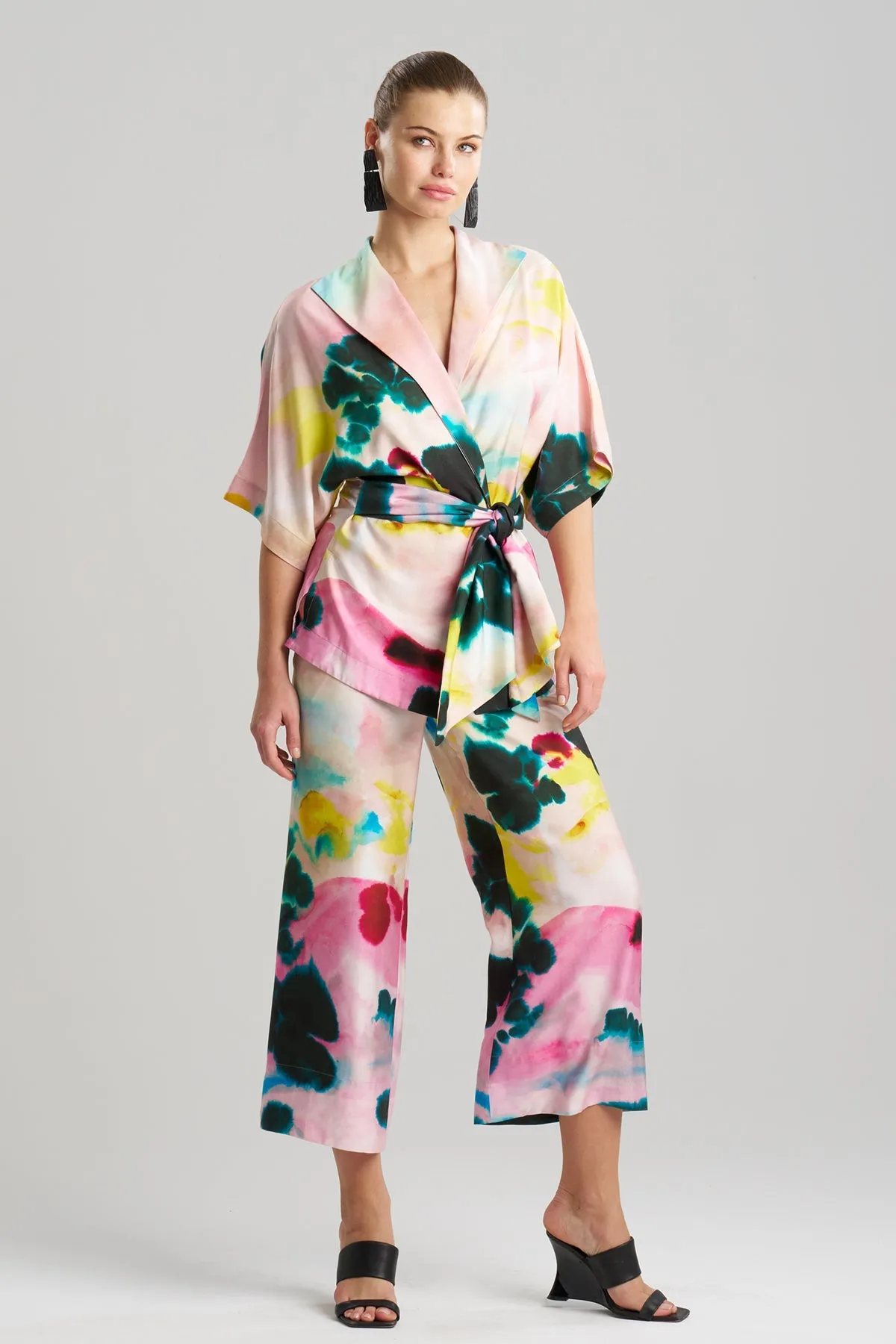Akiko Printed Cotton Silk Twill Wrap Top