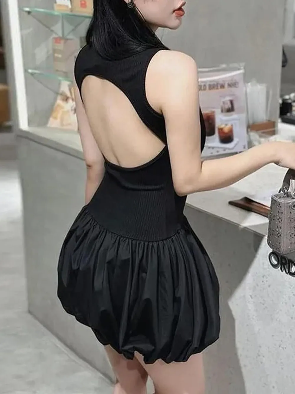 Angela Hollow Out Backless Mini Dress