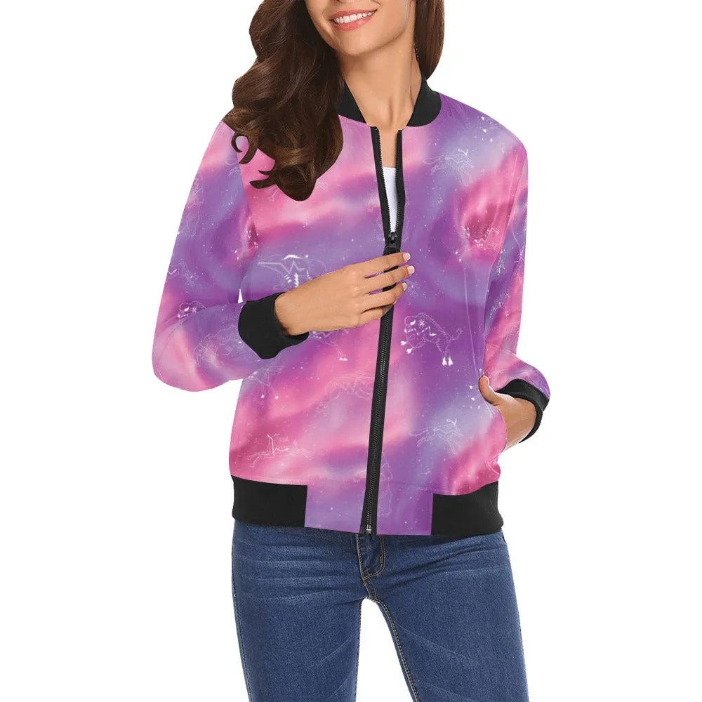Animal Ancestors 7 Aurora Gases Pink and Purple Bomber Jacket for Women