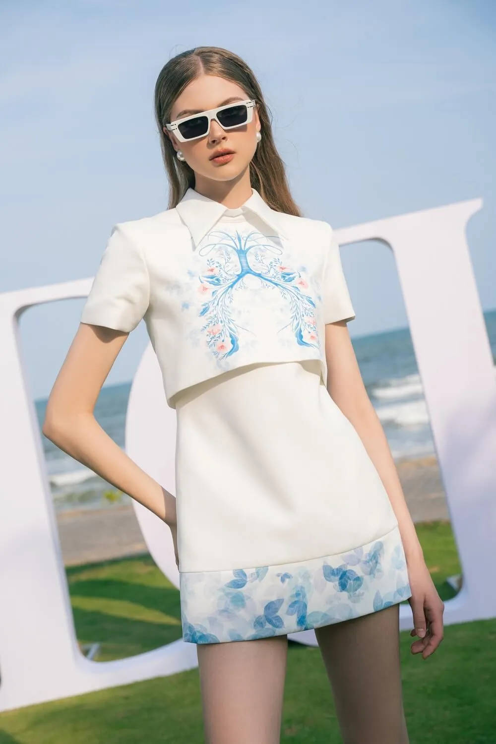 Aretha A-line Short Sleeved Carolan Mini Dress