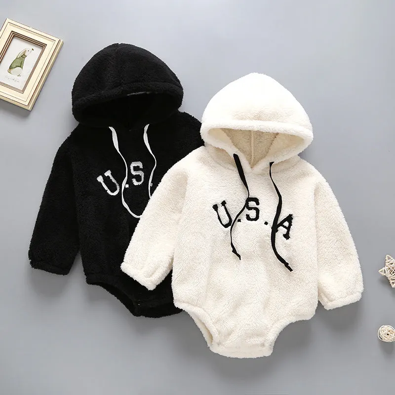 Baby USA Embroidered Pattern Cute Pullover Coral Fleece Bosysuit In Spring & Autumn by MyKids-USA™