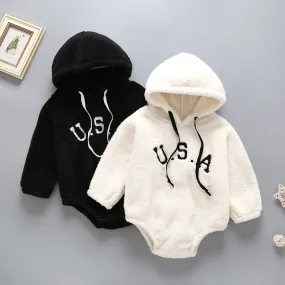 Baby USA Embroidered Pattern Cute Pullover Coral Fleece Bosysuit In Spring & Autumn by MyKids-USA™