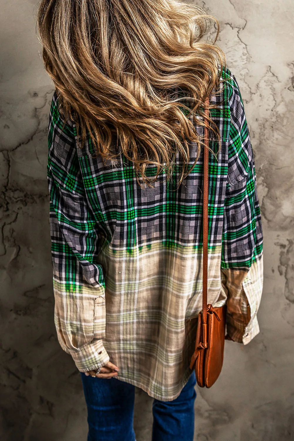 Blackish Green Contrast Checkered Chest Pocket Shacket