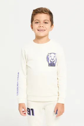 Boys Ivory Printed Long Sleeves Sweatshirt