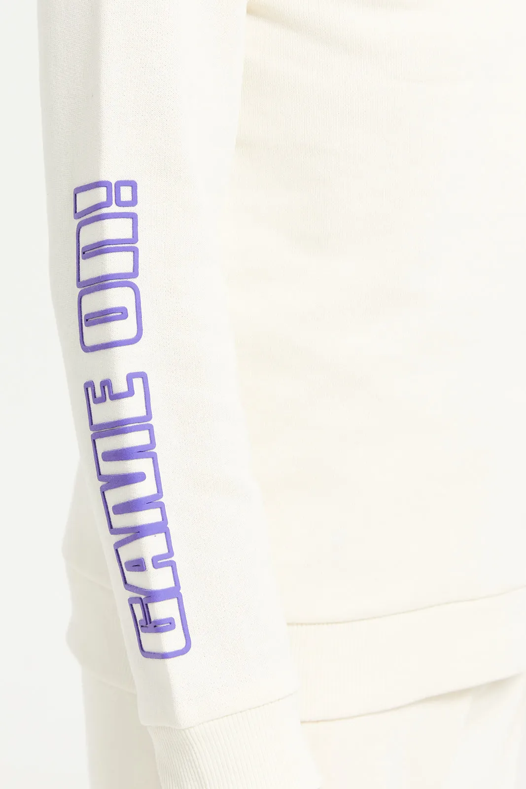 Boys Ivory Printed Long Sleeves Sweatshirt