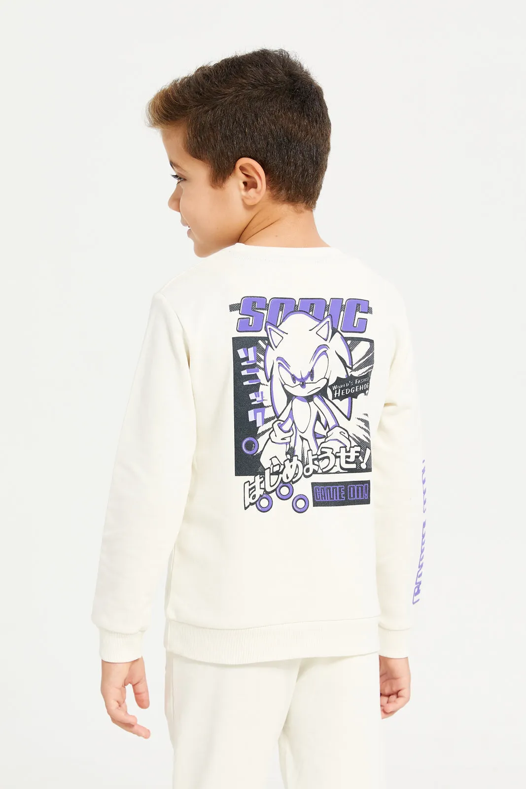 Boys Ivory Printed Long Sleeves Sweatshirt