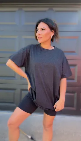 Cotton Round Neck Top & Biker Shorts Set