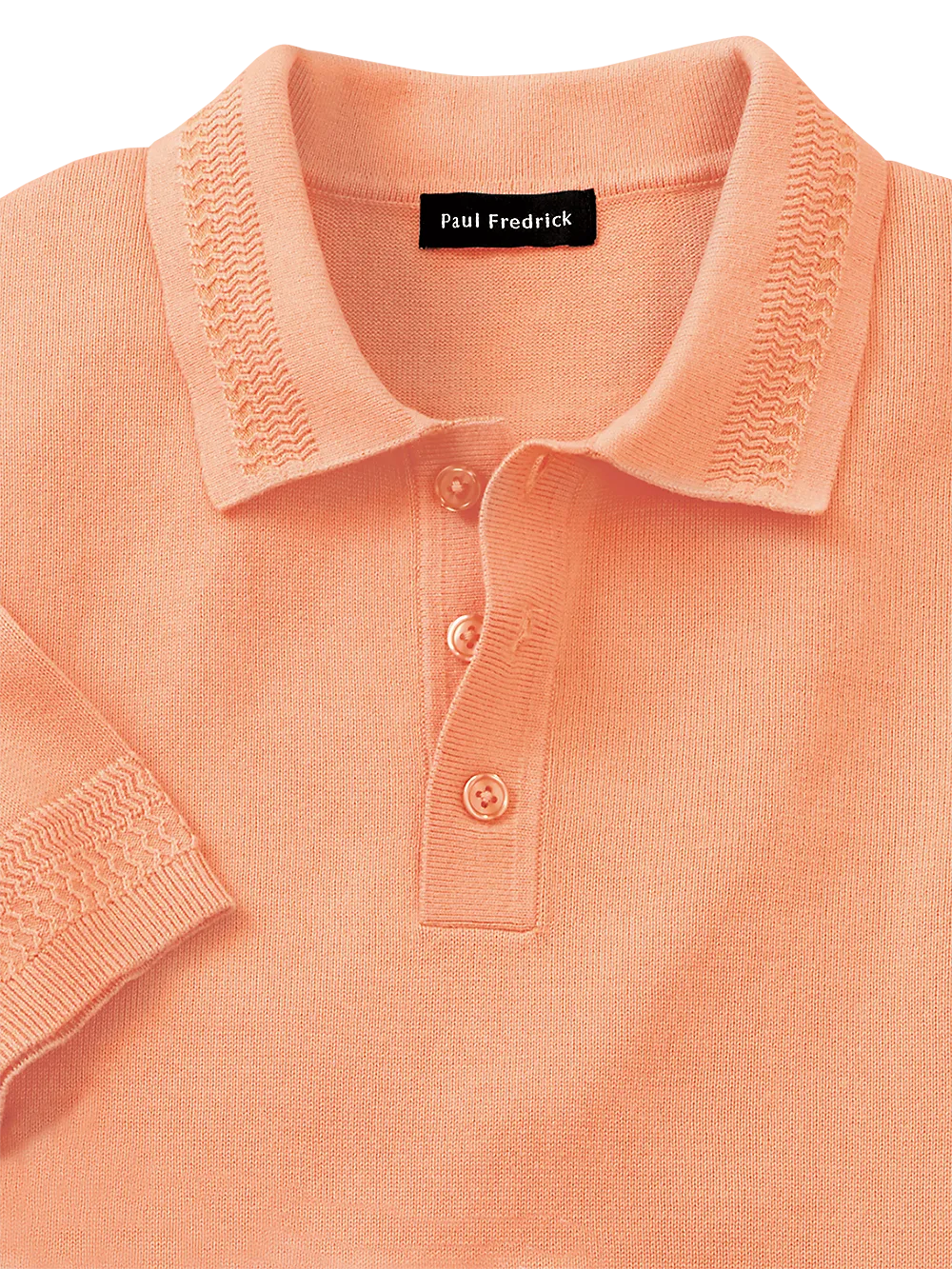 Cotton Three Button Polo - Coral