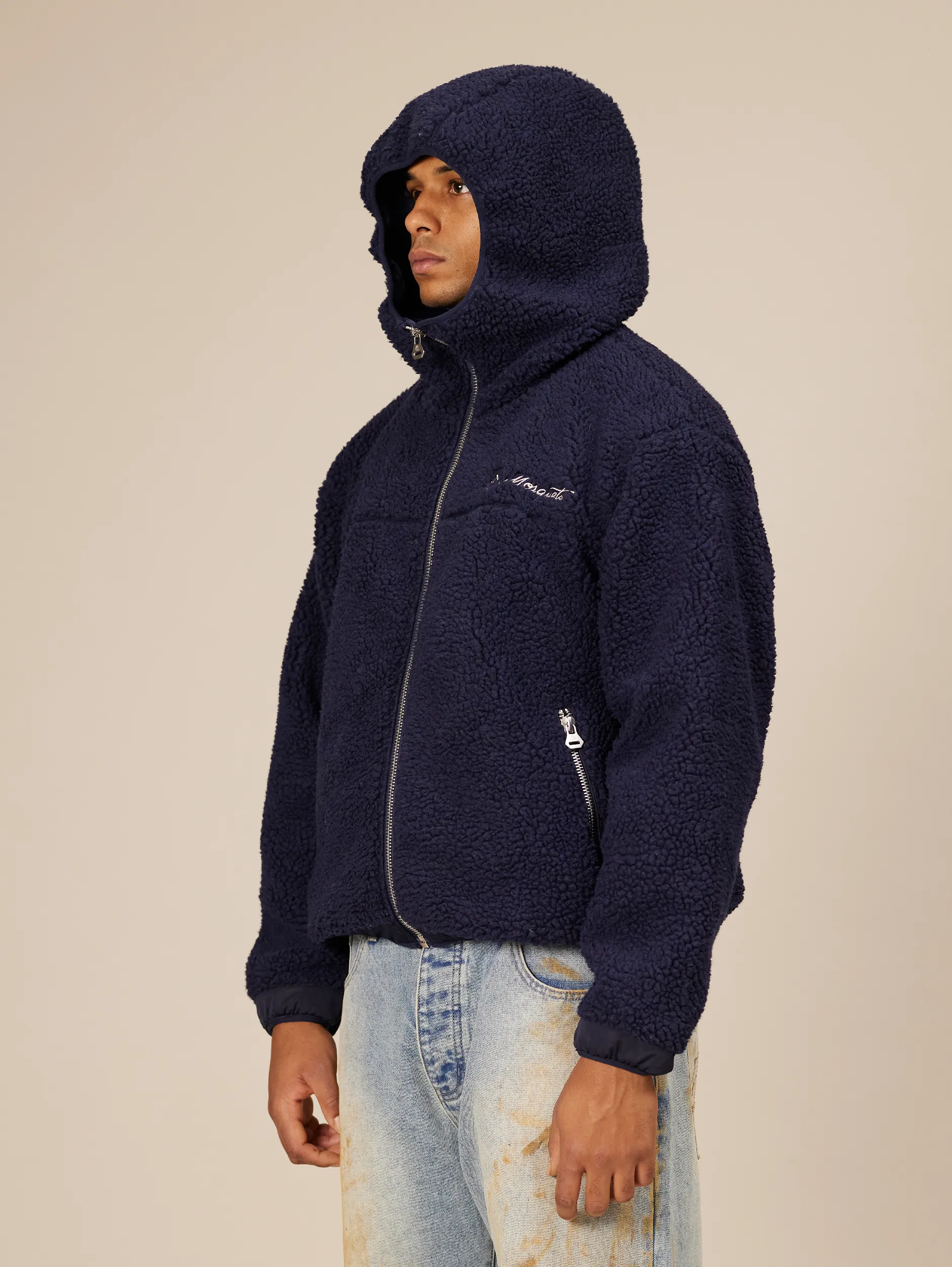 DARK BLUE BALACLAVA FLEECE JACKET "MOSQUETS"