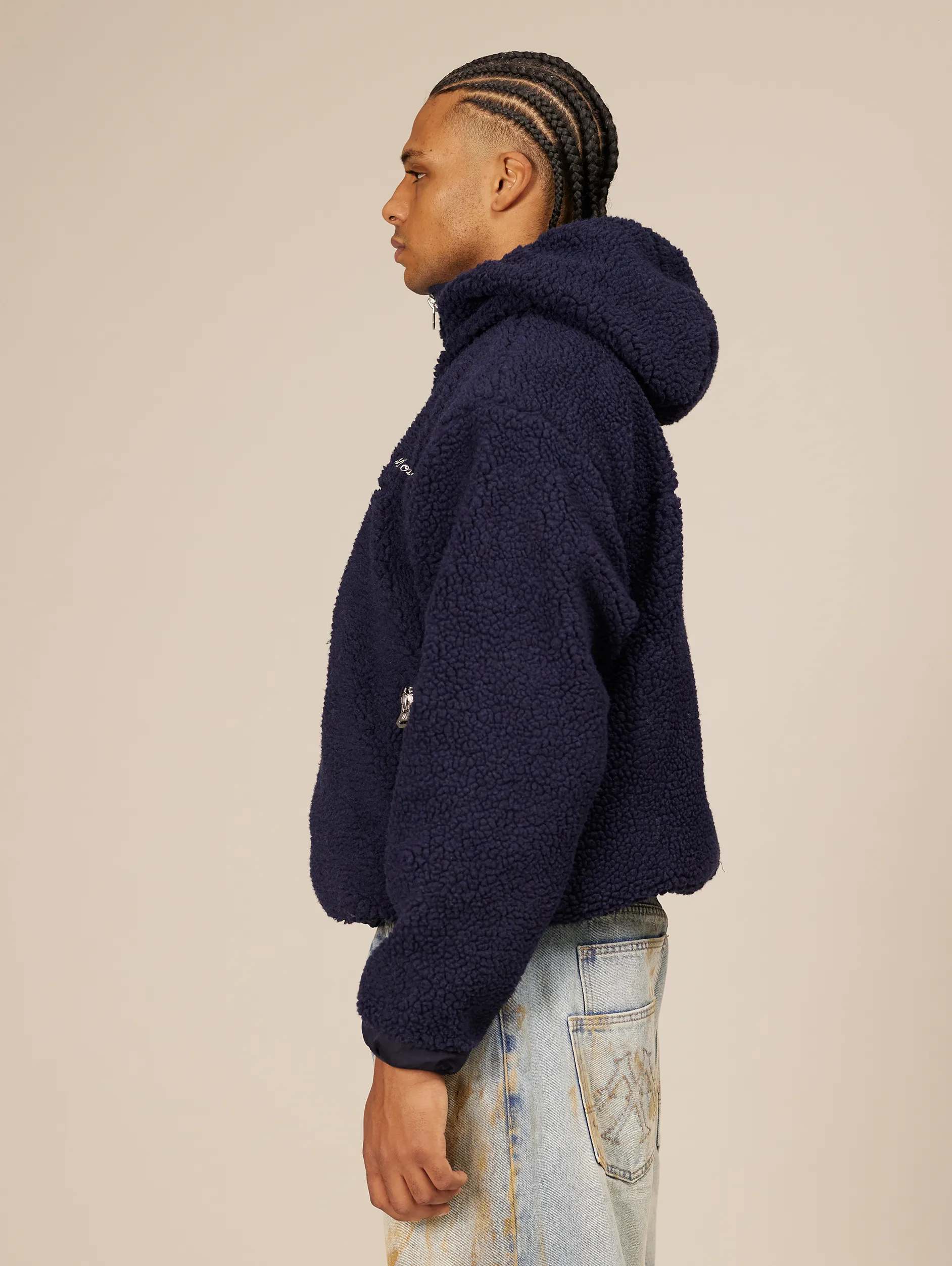 DARK BLUE BALACLAVA FLEECE JACKET "MOSQUETS"