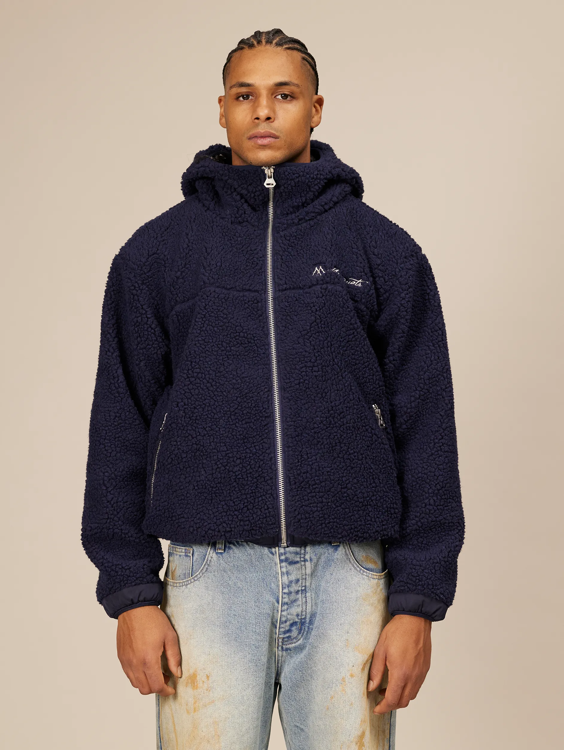 DARK BLUE BALACLAVA FLEECE JACKET "MOSQUETS"