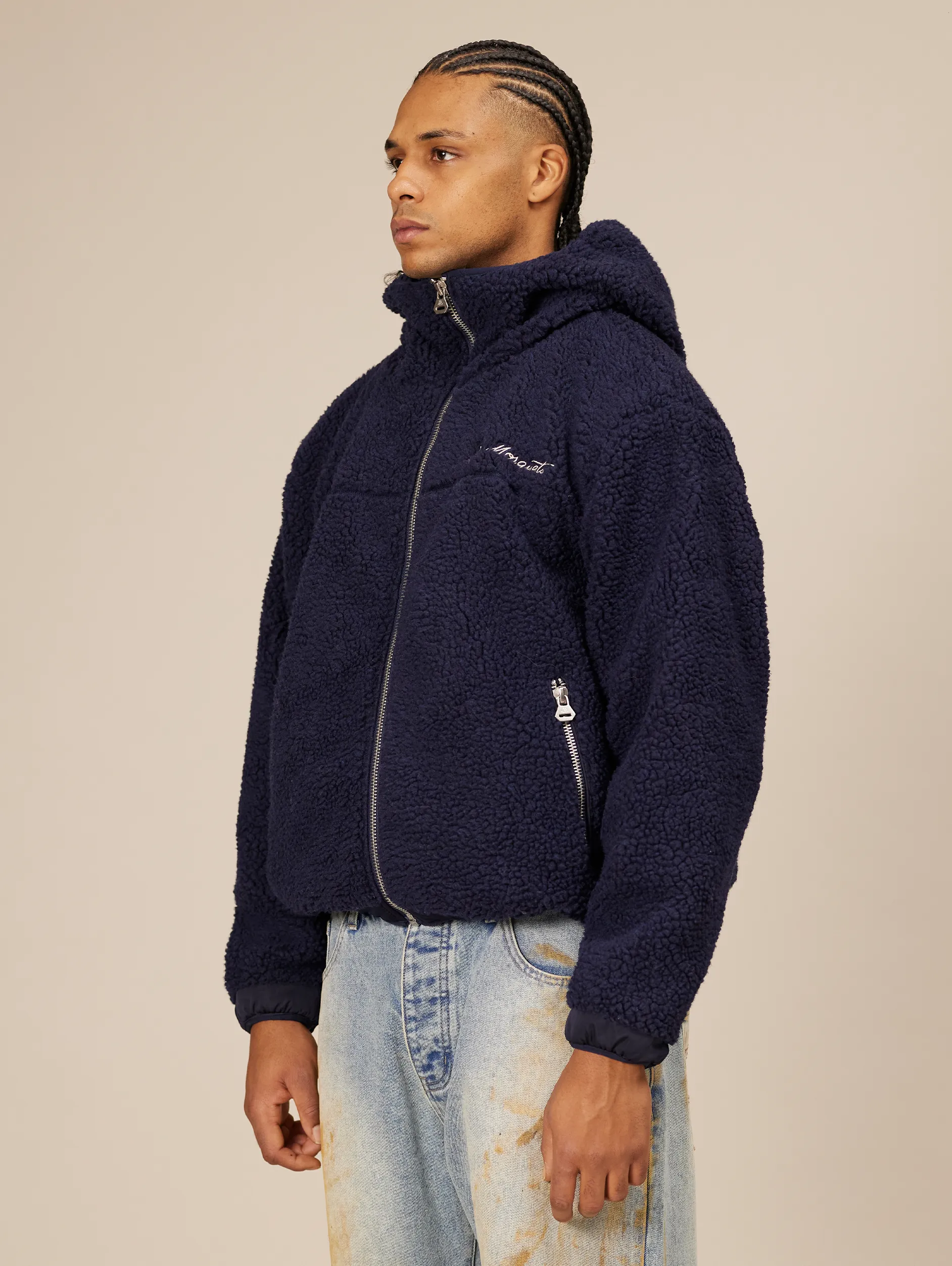 DARK BLUE BALACLAVA FLEECE JACKET "MOSQUETS"