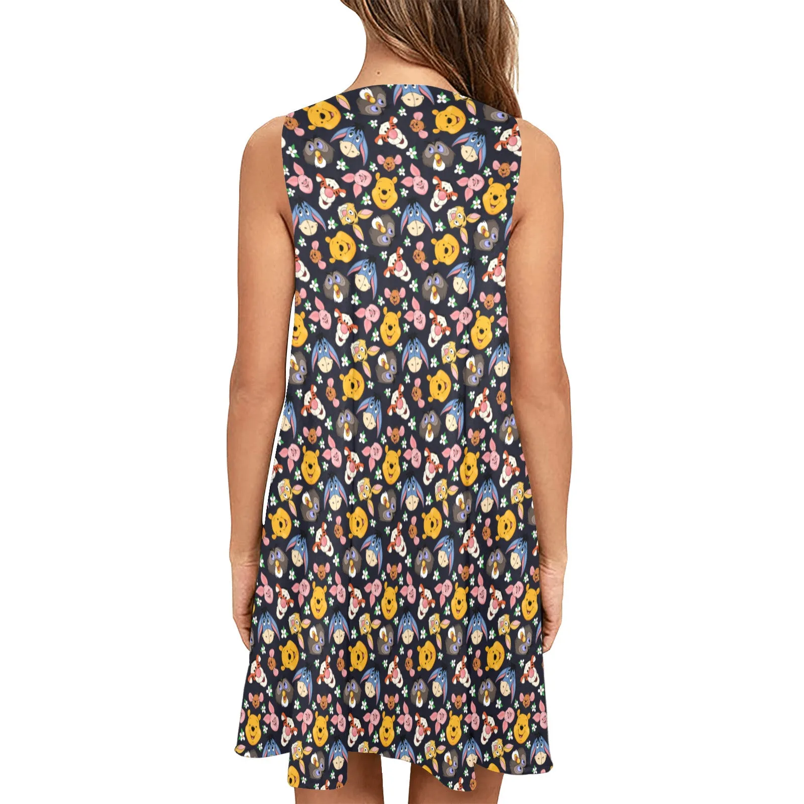 Disney Winnie The Pooh Hundred Acre Wood Friends Sleeveless A-Line Pocket Dress