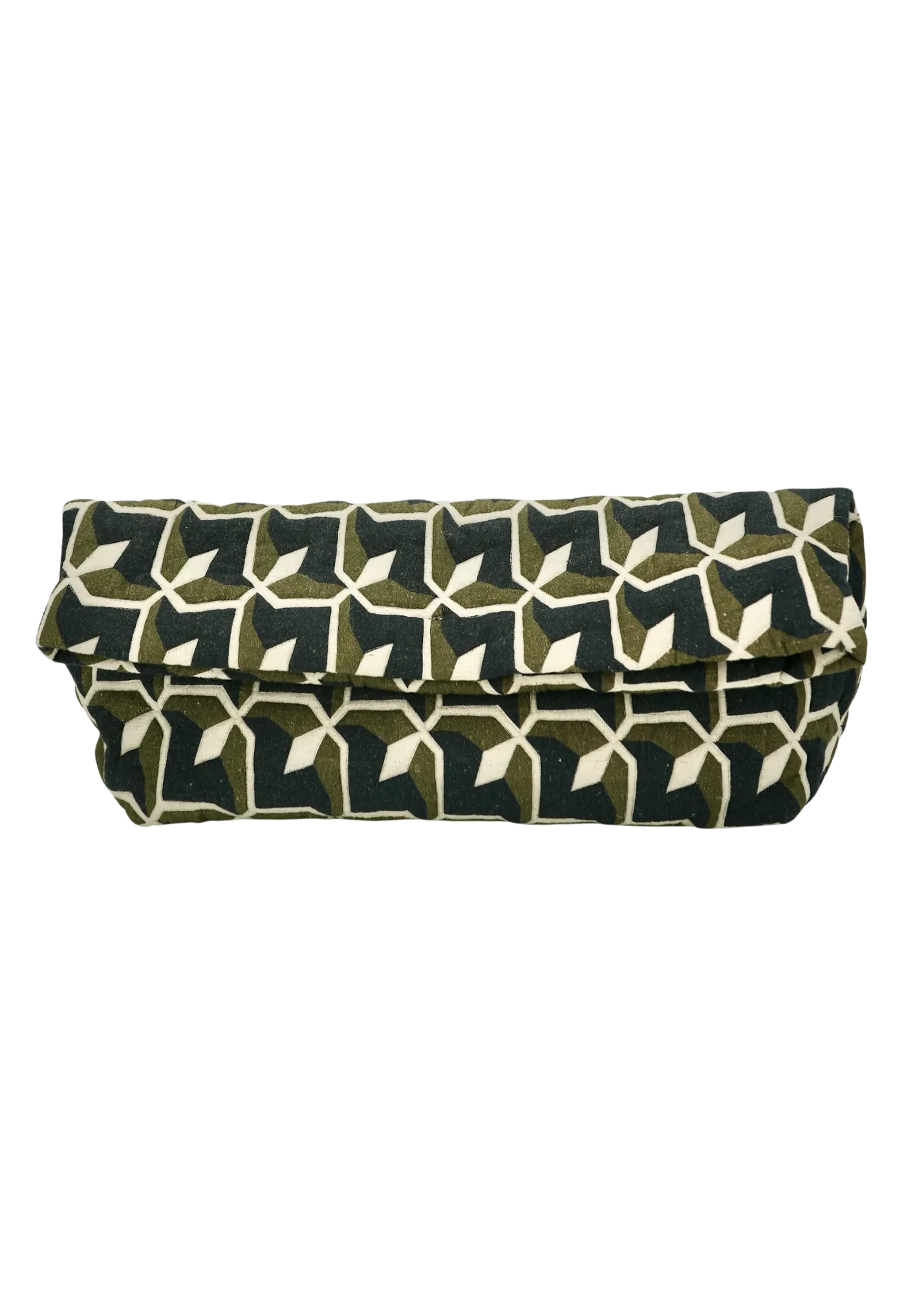 Foldover Clutch in Olive Parquet