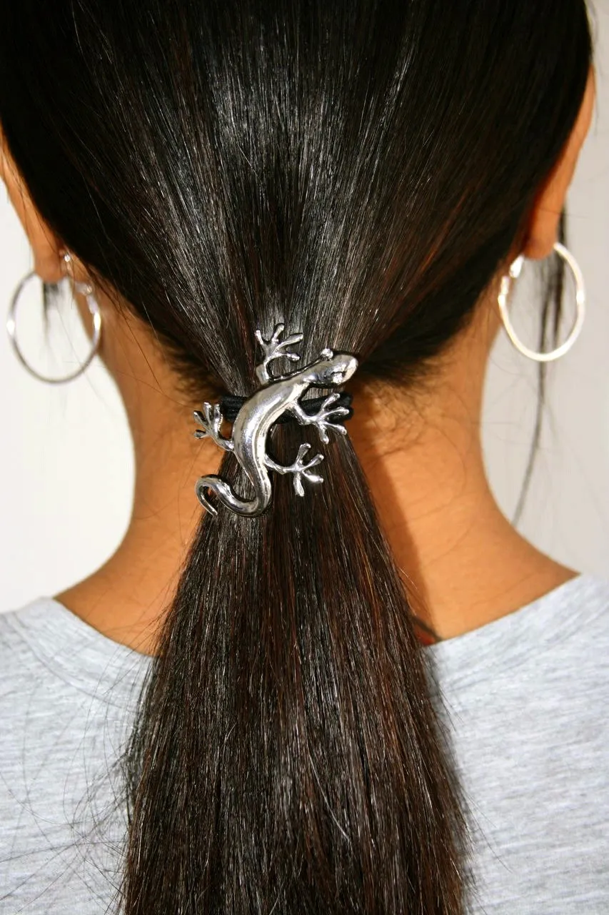 Hair Hook Gecko - Silver, Ponytail Holder