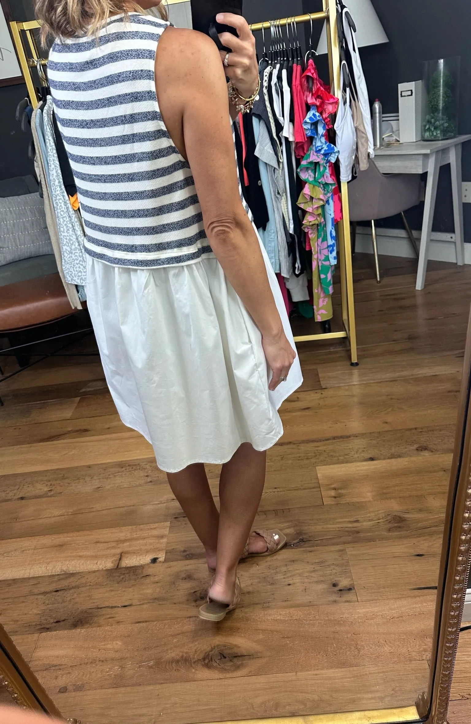 In the Event Terry & Twill Pocket Dress - Navy/Ivory