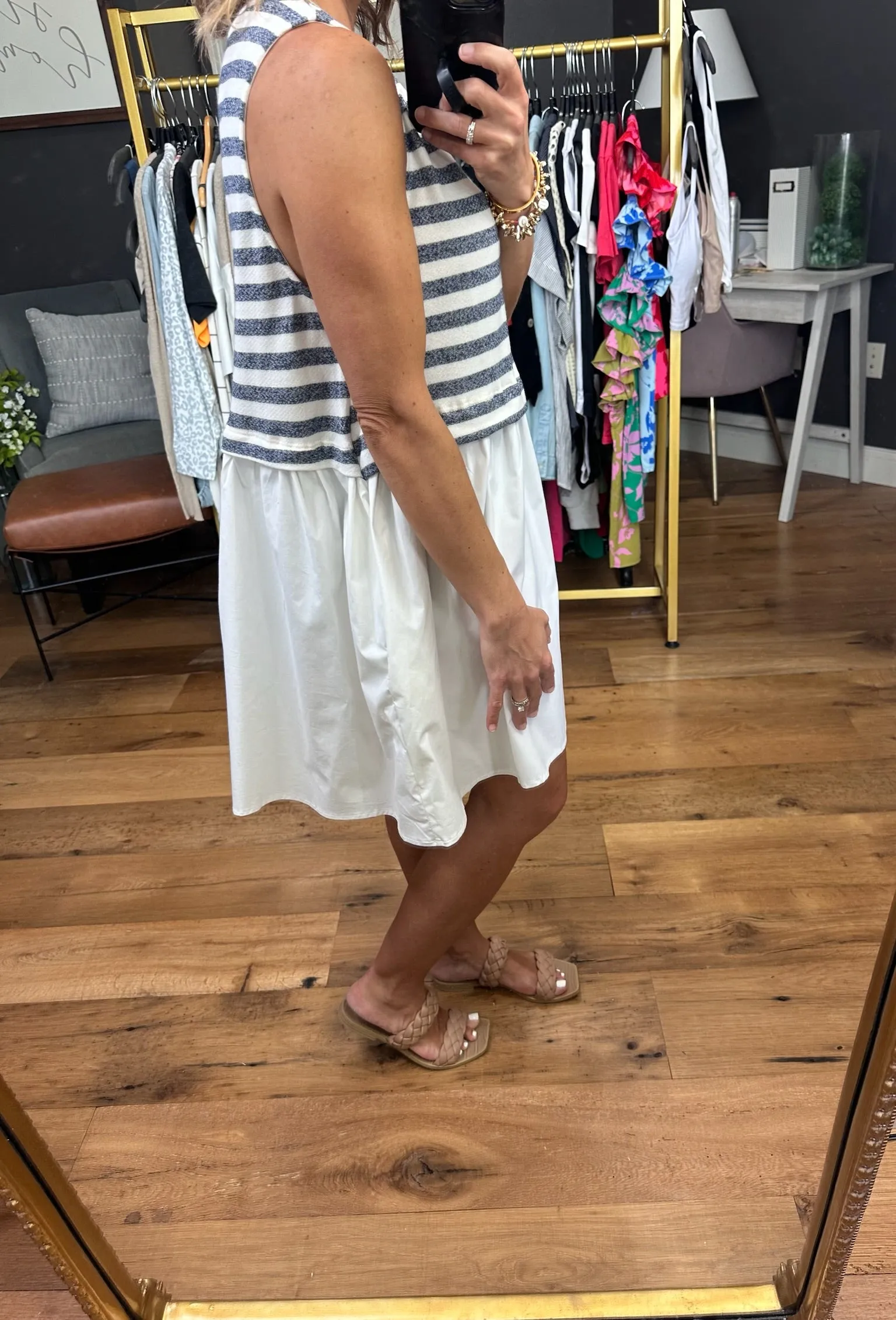 In the Event Terry & Twill Pocket Dress - Navy/Ivory