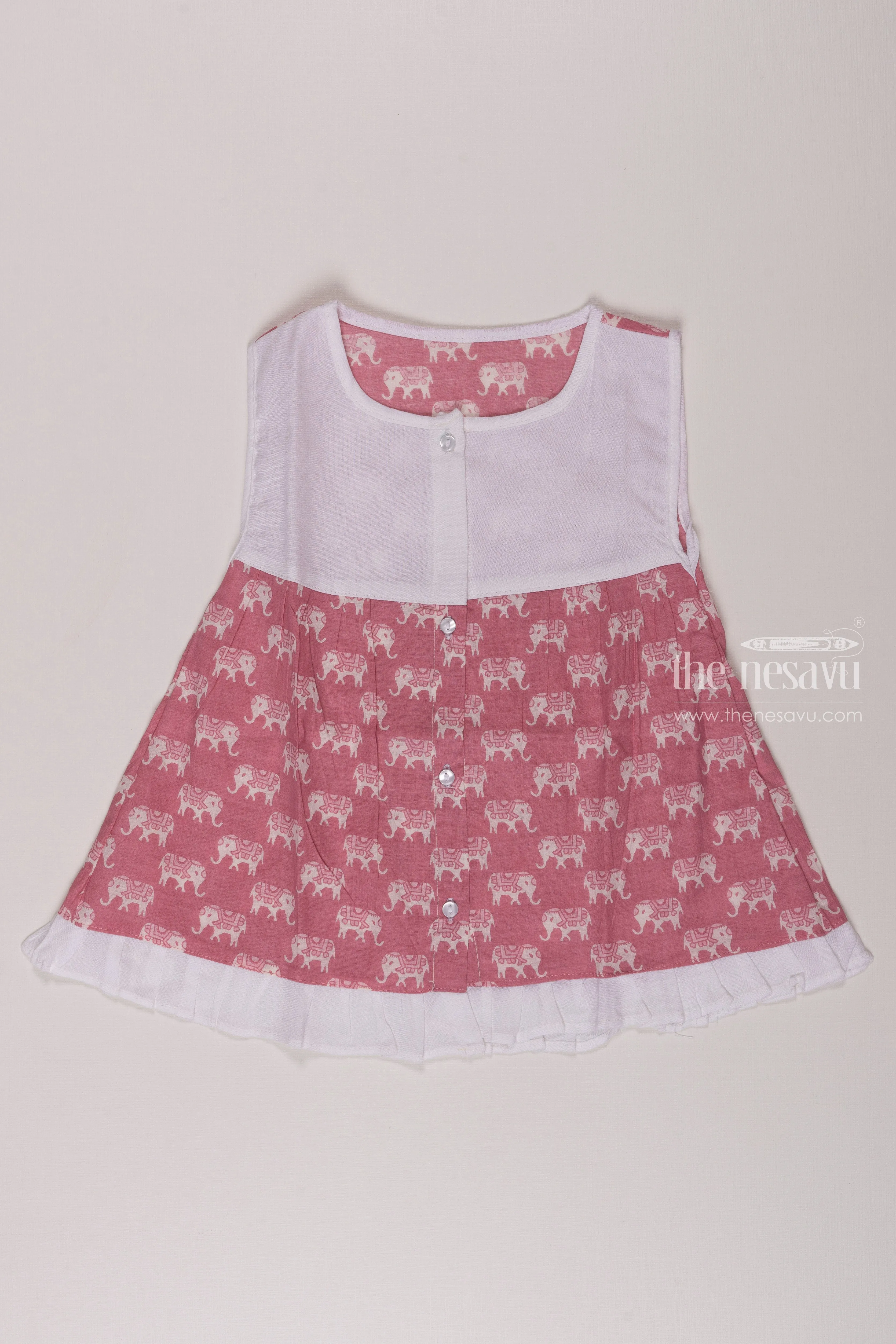 Infant Baby Frock with Charming Elephant Print in Purple