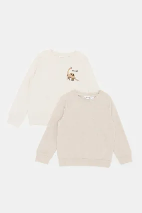 Infant Boys Beige And Ivory Sweatshirt Set (Pack of 2)