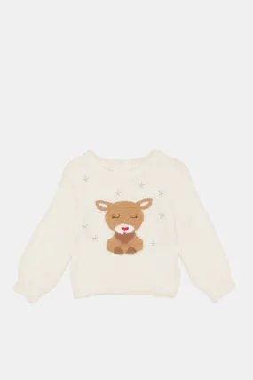 Infant Girls Beige Embellished Pullover