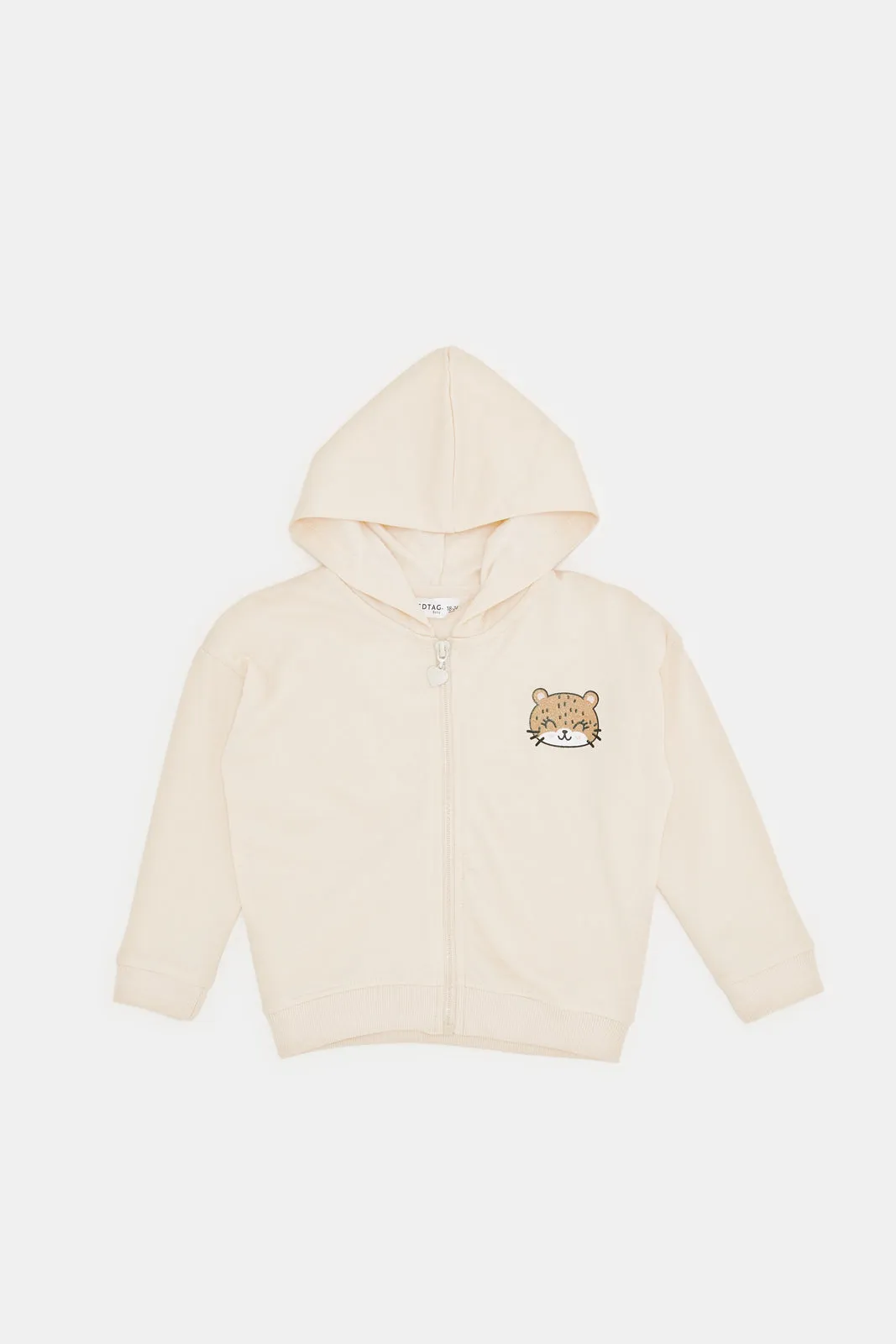 Infant Girls Ivory Hooded Sweatshirt