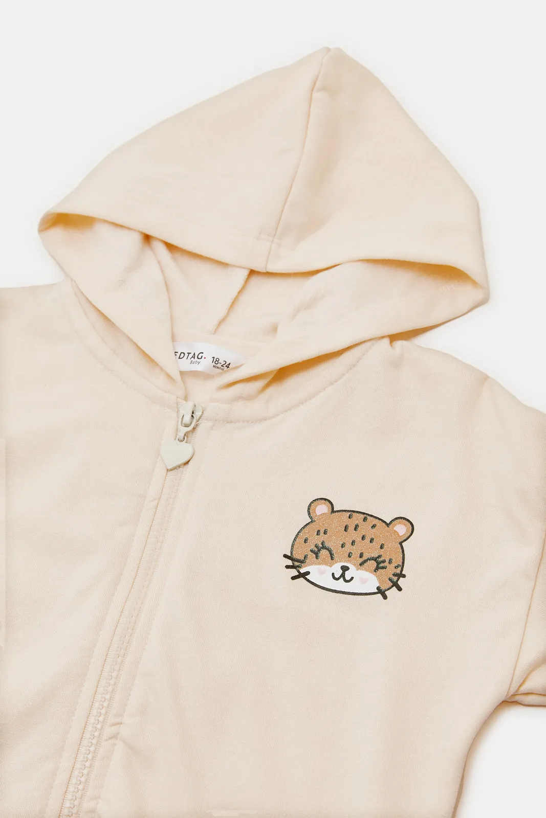 Infant Girls Ivory Hooded Sweatshirt