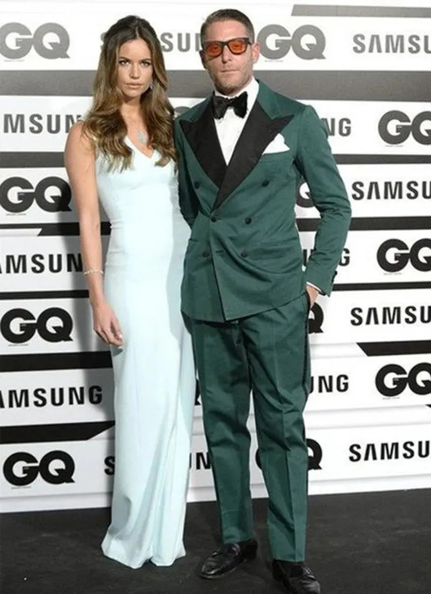 Ivory Groom Tuxedos Excellent Double-Breasted Groomsmen Wedding Tuxedos Men Formal Dinner Party Prom Blazer Suit(Jacket Pants Tie) 1103