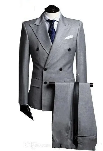 Ivory Groom Tuxedos Excellent Double-Breasted Groomsmen Wedding Tuxedos Men Formal Dinner Party Prom Blazer Suit(Jacket Pants Tie) 1103