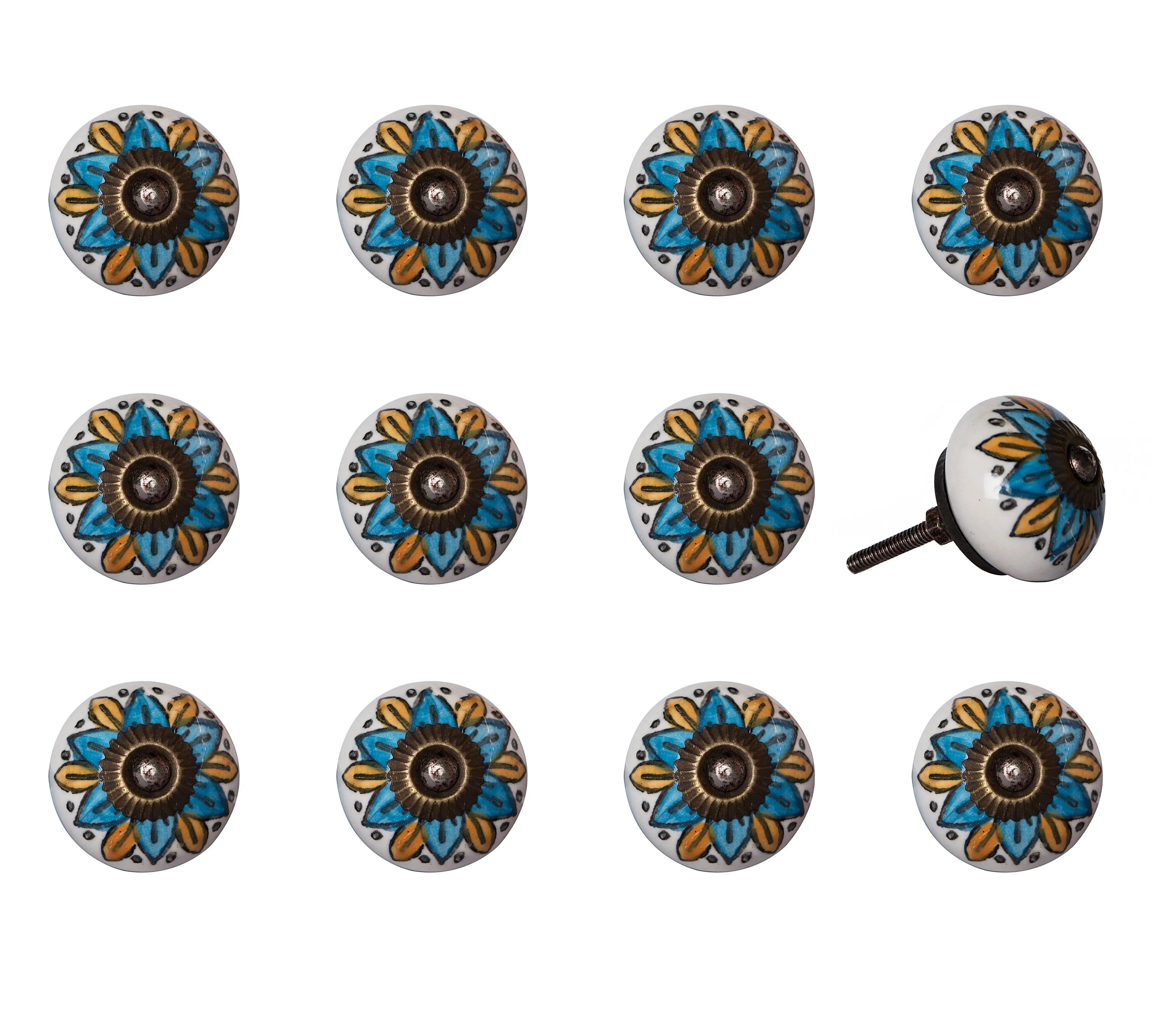 Knob-It Home Decor Classic Cabinet & Drawer Knobs-Blue/Yellow/Copper