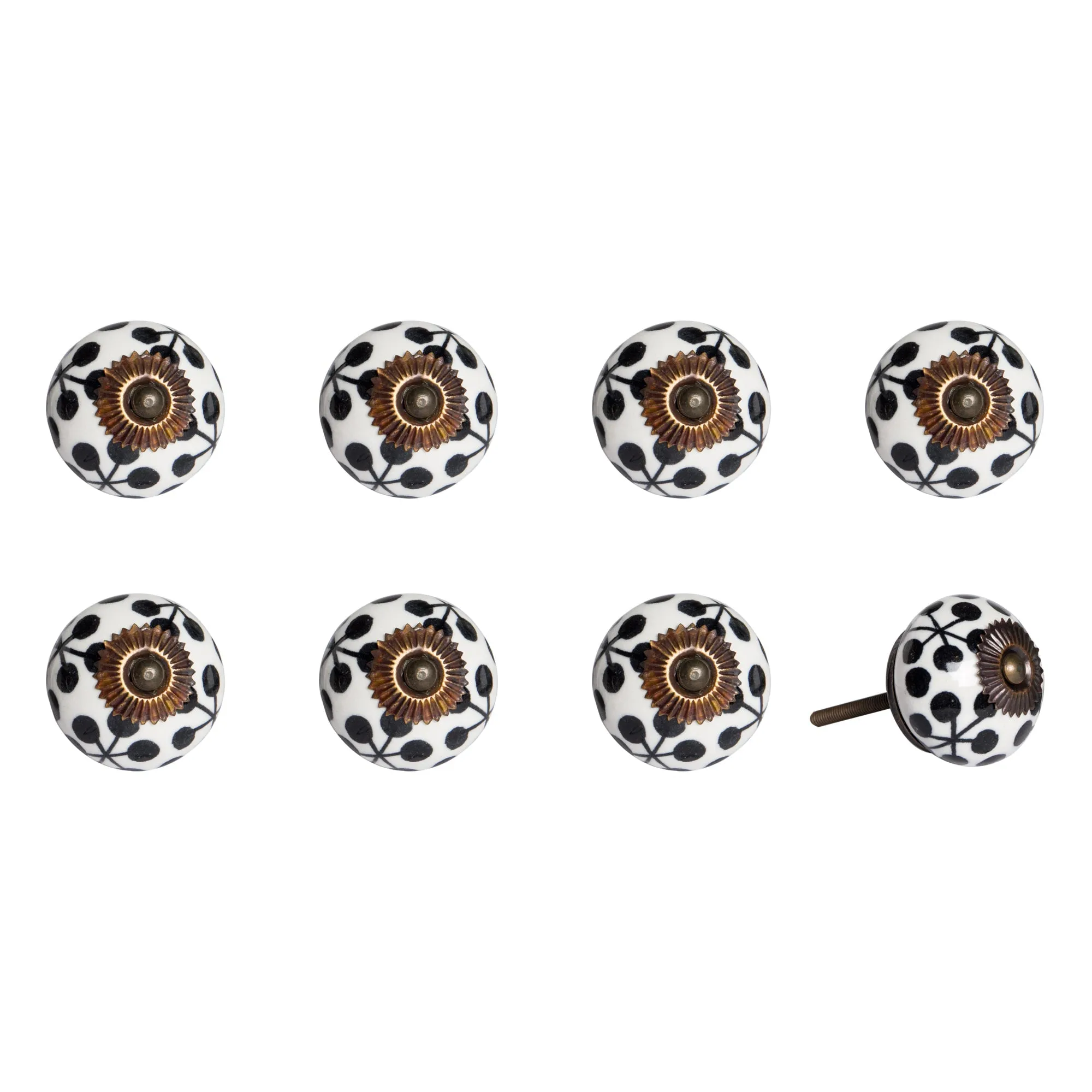 Knob-It Home Decor Classic Cabinet & Drawer Knobs-White/Black Dotted/Copper
