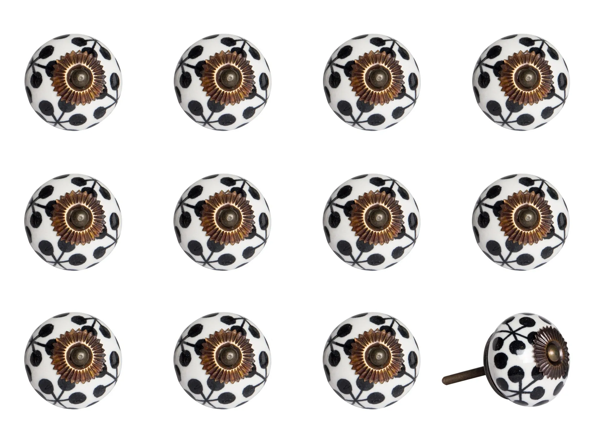 Knob-It Home Decor Classic Cabinet & Drawer Knobs-White/Black Dotted/Copper