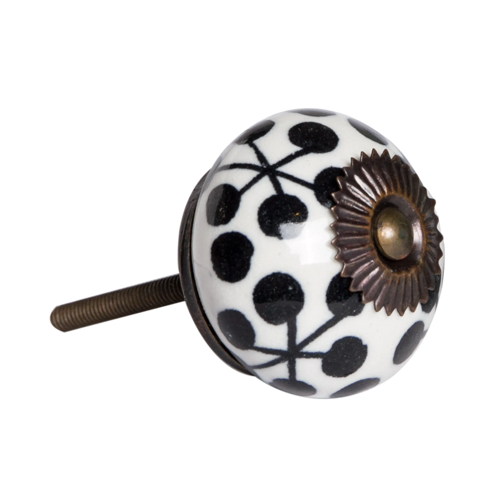 Knob-It Home Decor Classic Cabinet & Drawer Knobs-White/Black Dotted/Copper