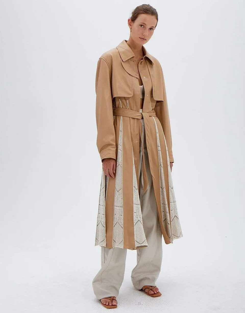 Kya Vegan Leather Knit Trench Coat