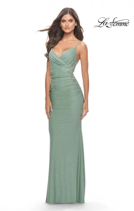 La Femme 31341 Rhinestone Jersey with Sheer Back