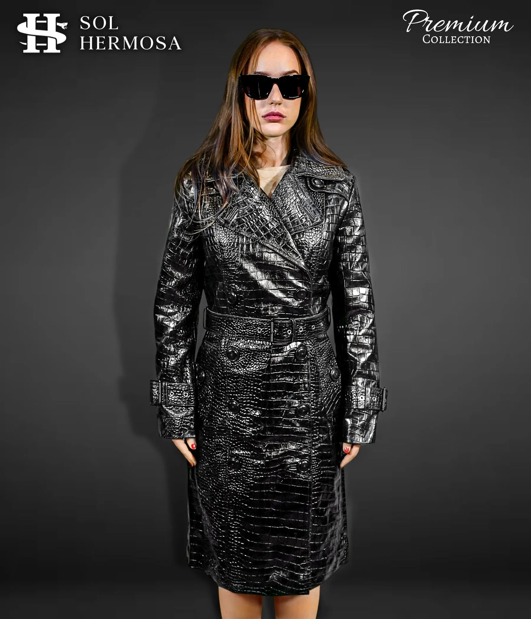 Leather Trench Coat For Women - Artemis