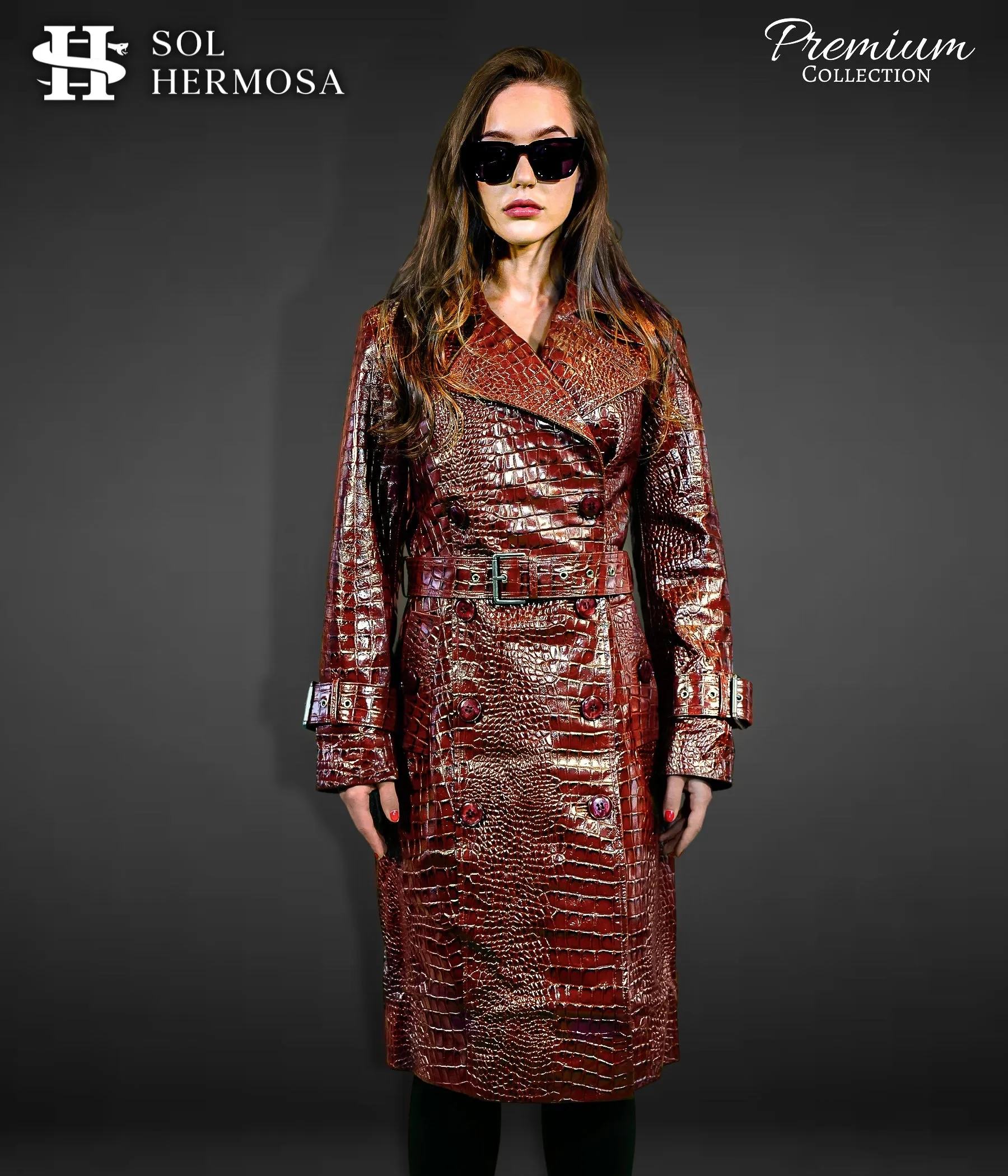 Leather Trench Coat For Women - Artemis