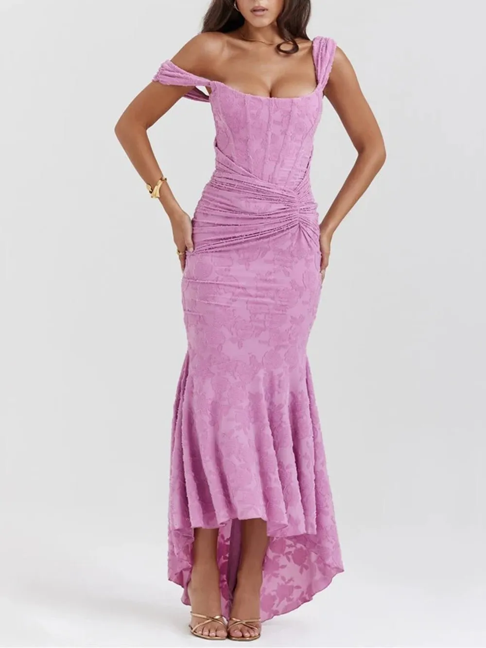 Lilly Off Shoulder Backless Midi Dress