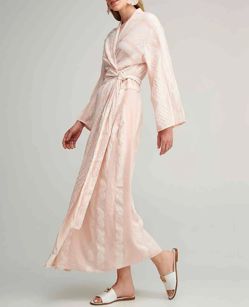 LONG WRAP DRESS "HYDRA" POWDER/WHITE