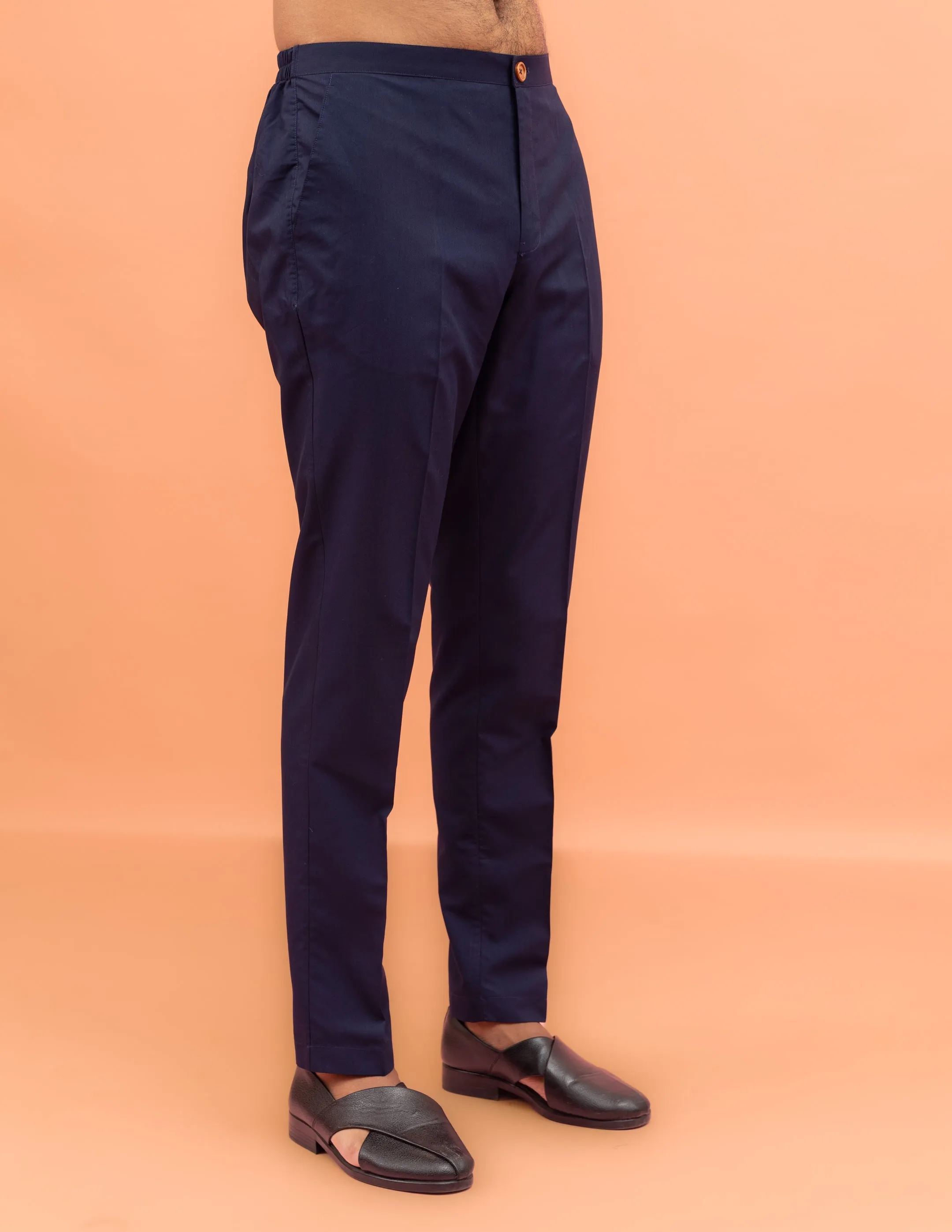 Men Navy Blue Sequence Embroidery Kurta Jacket Trouser Set