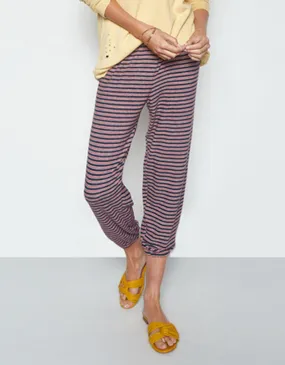 Michael Lauren Nate Crop Sweatpant in Navy Stripe