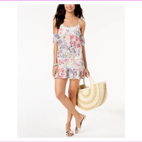 Miken Juniors printed Cold Shoulder Cover Up Swimsuit
