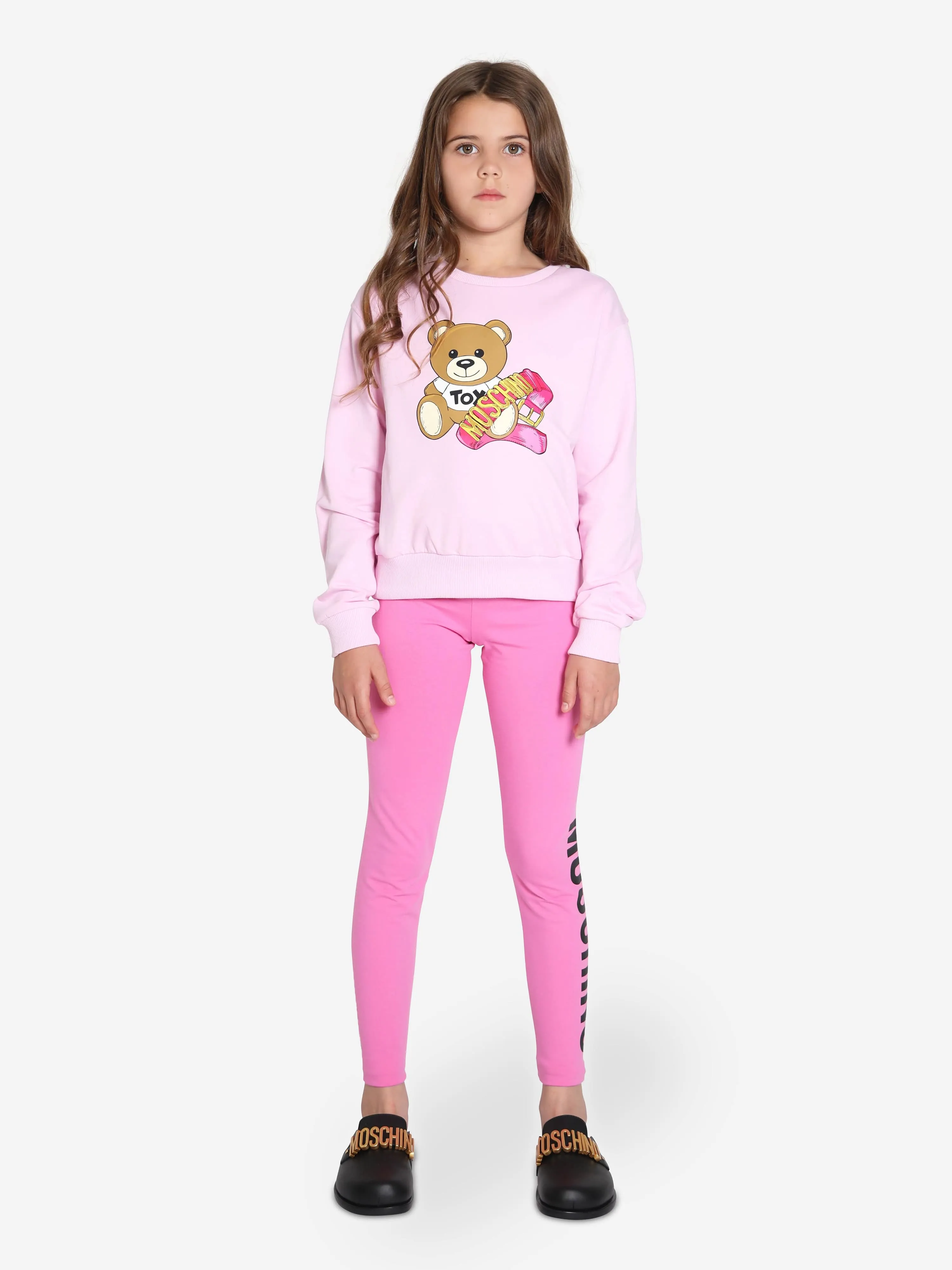 Moschino Girls Teddy Bear Sweatshirt in Pink