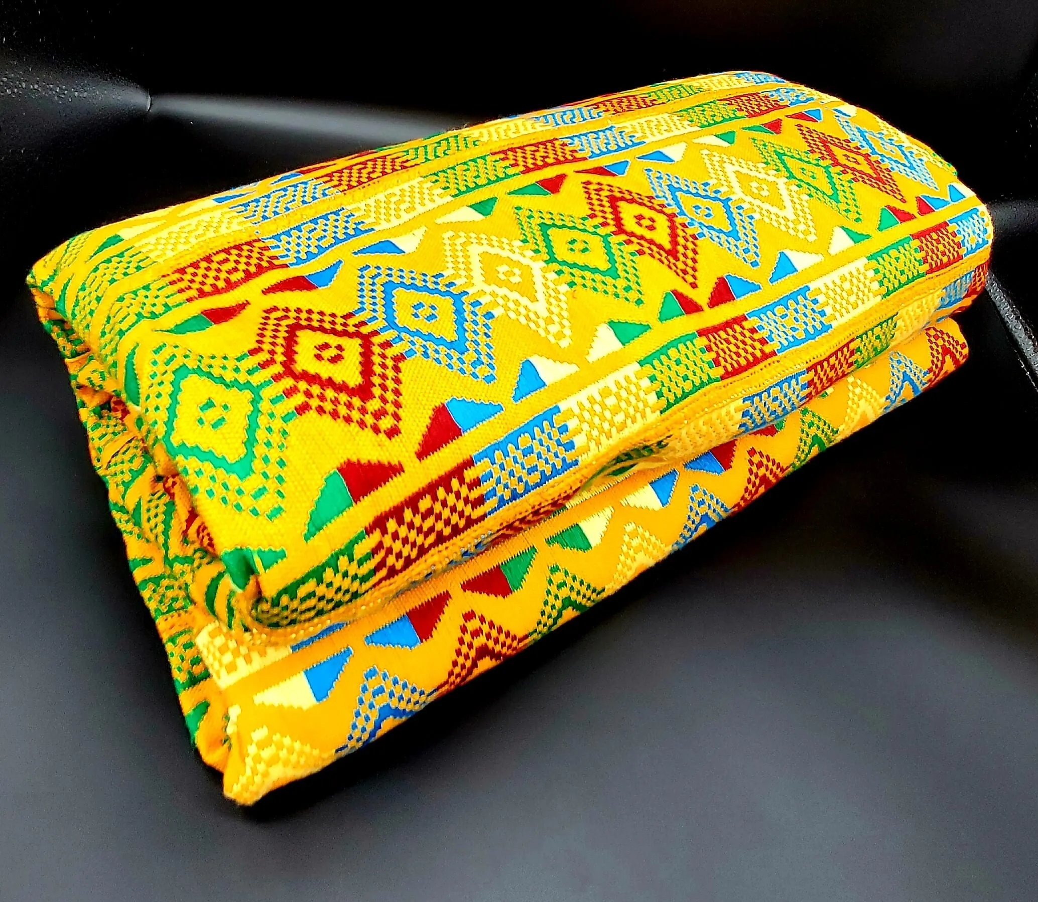 Multi-colored Traditional Kente (Gold, Green, Red, Light Blue) 1pc 12yds