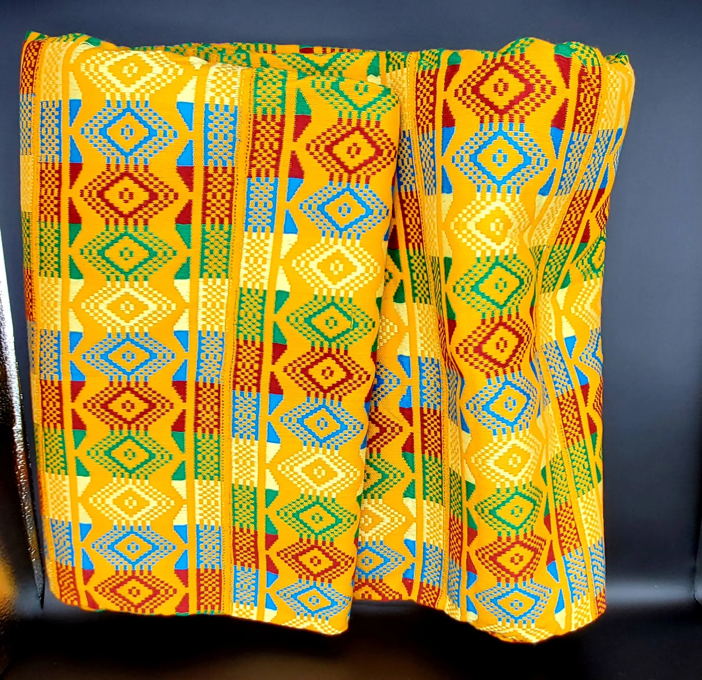 Multi-colored Traditional Kente (Gold, Green, Red, Light Blue) 1pc 12yds