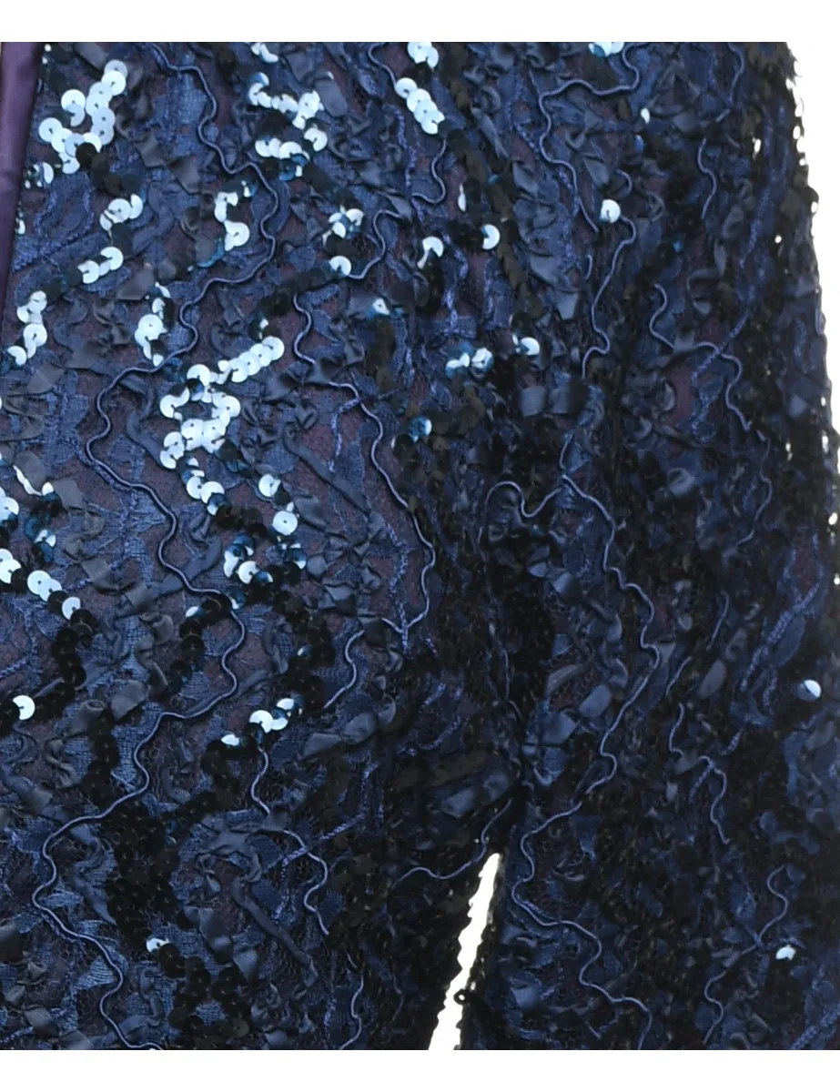 Navy Sequined Evening Jacket - M