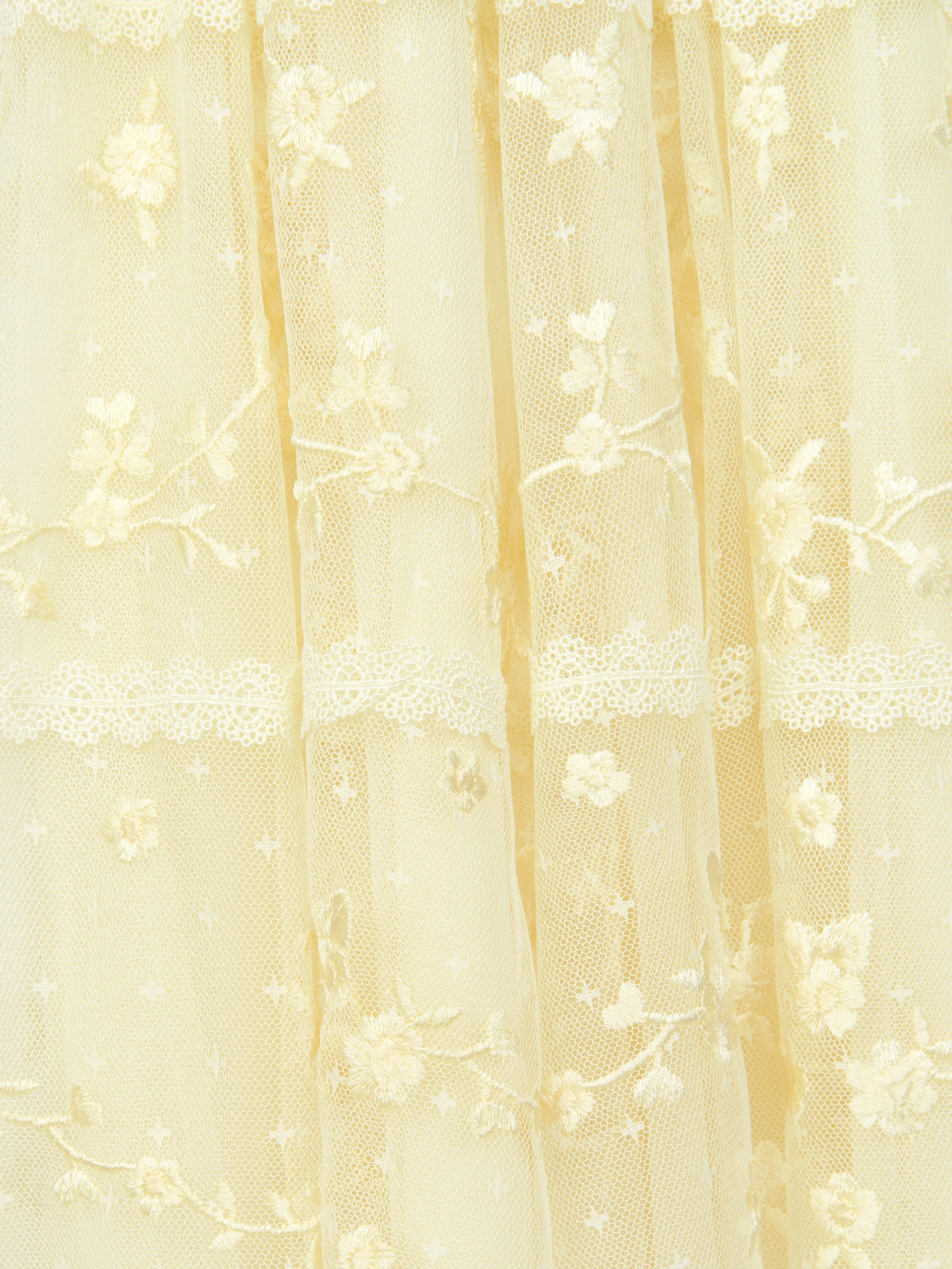 Needle & Thread Girls Sweetheart Lace Dress in Yellow
