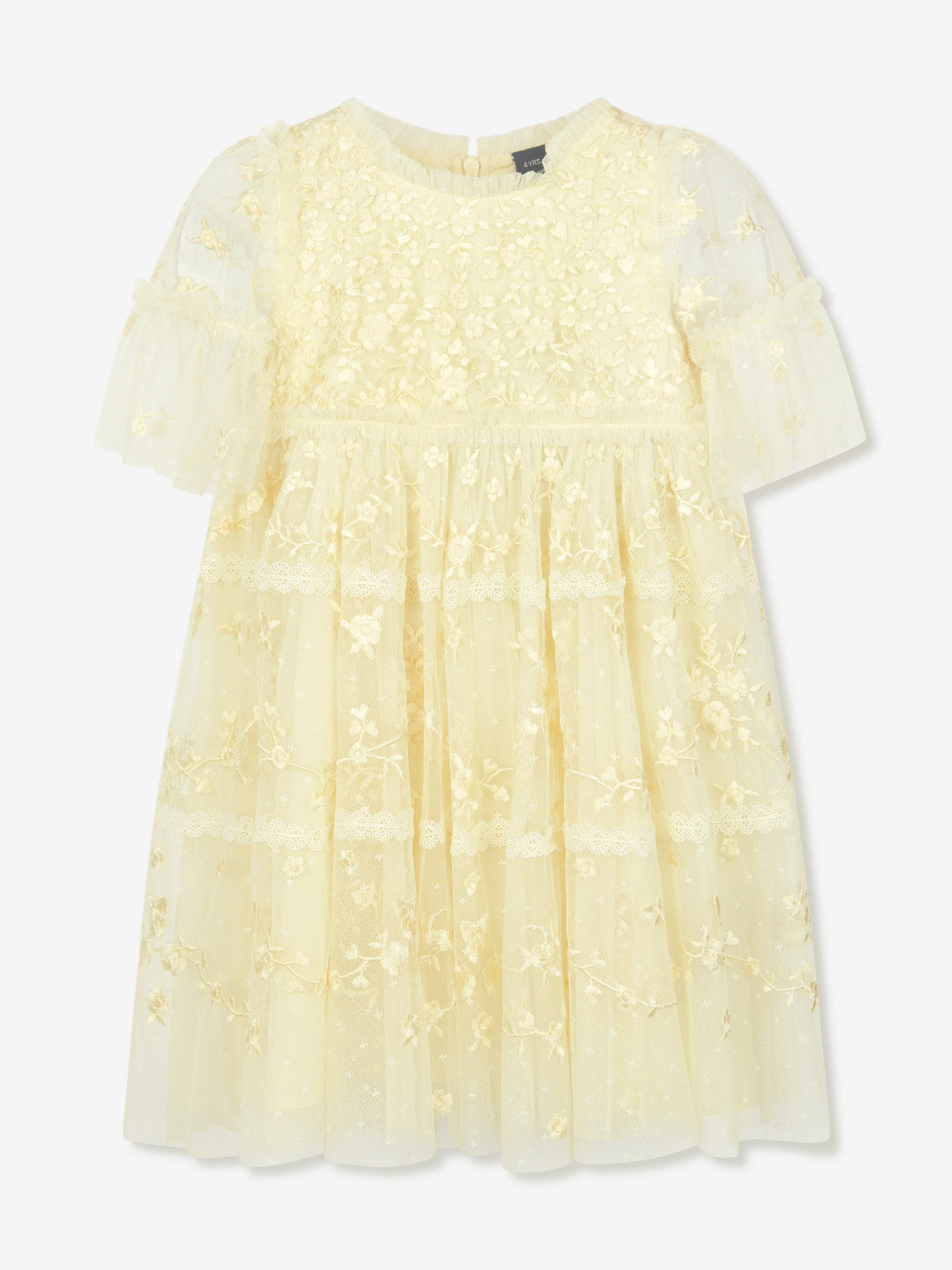 Needle & Thread Girls Sweetheart Lace Dress in Yellow